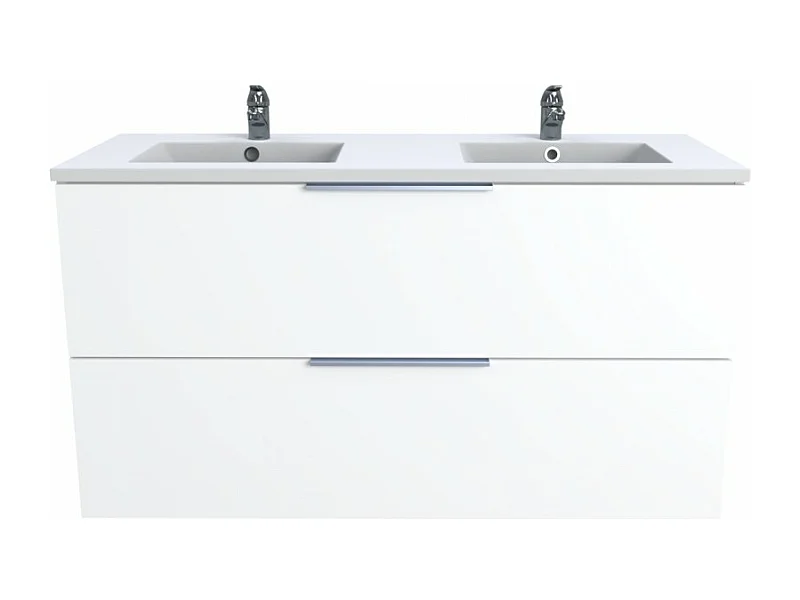 Meuble vasque Salle de bain avec Lavabo 120x46x64cm blanc MALI 2 tiroirs