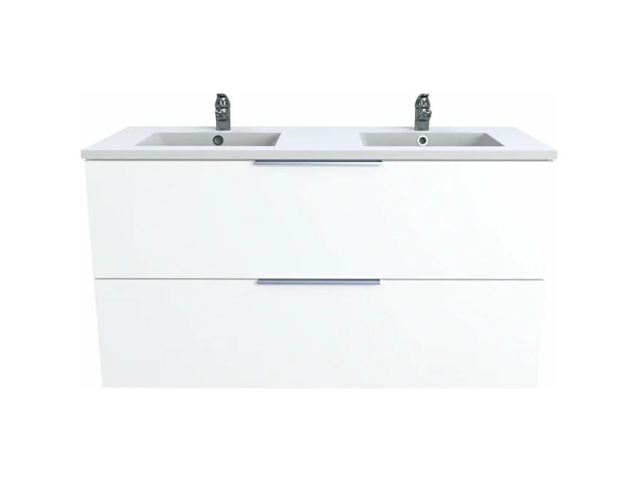 Meuble vasque Salle de bain avec Lavabo 120x46x64cm blanc MALI 2 tiroirs