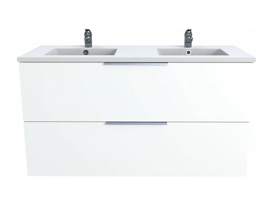 Meuble vasque Salle de bain avec Lavabo 120x46x64cm blanc MALI 2 tiroirs