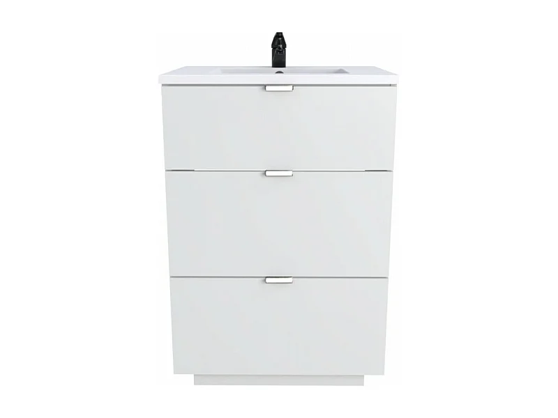 Meuble vasque Salle de bain avec Lavabo 60x47x91cm blanc BELLO 3 tiroirs