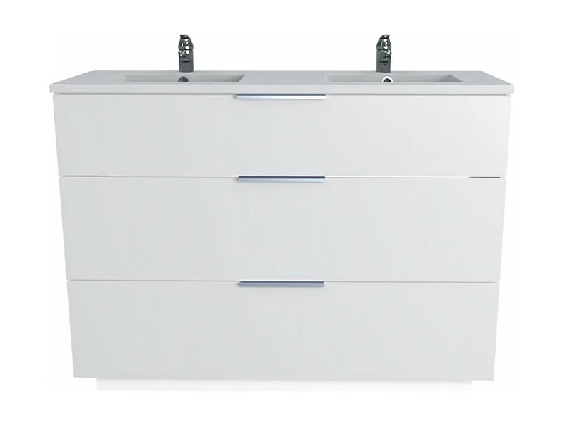 Meuble vasque Salle de bain avec Lavabo 120xx47x91cm blanc BELLO 3 tiroirs