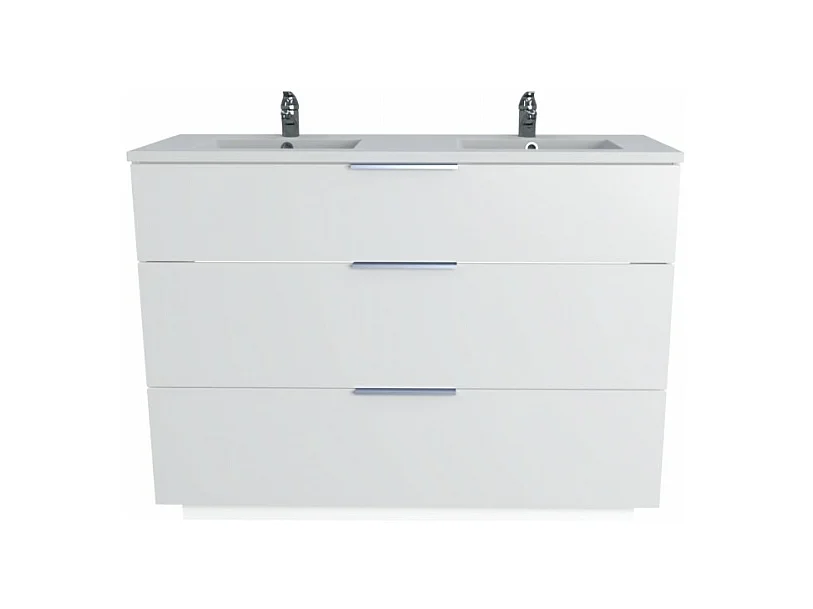 Meuble vasque Salle de bain avec Lavabo 120xx47x91cm blanc BELLO 3 tiroirs