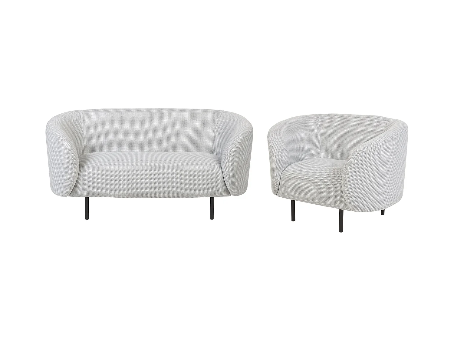 Sofa Set Sitzgruppe im Art-Déco-Stil Stoff 3-Sitzer weiß / schwarz Loen