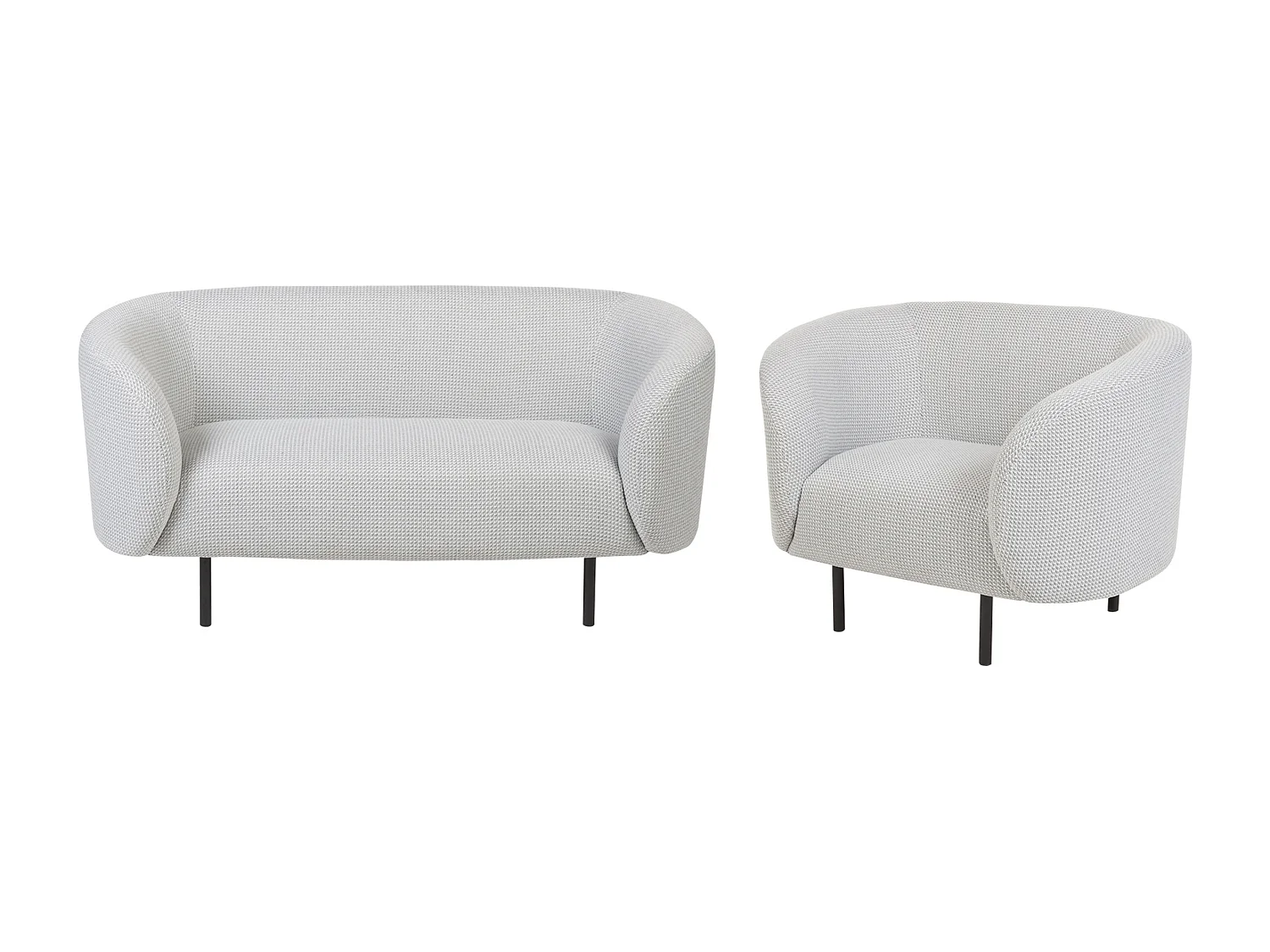 Ensemble de salon 3 places LOEN Tissu Noir/blanc