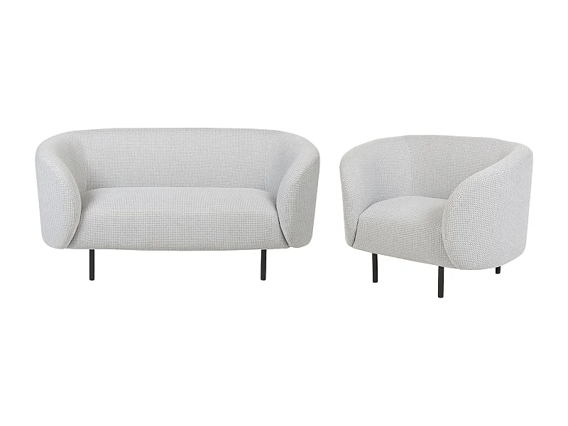 Ensemble de salon 3 places LOEN Tissu Noir/blanc