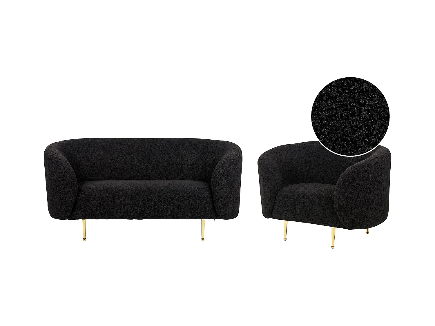 Ensemble de salon 3 places LOEN Bouclé Noir