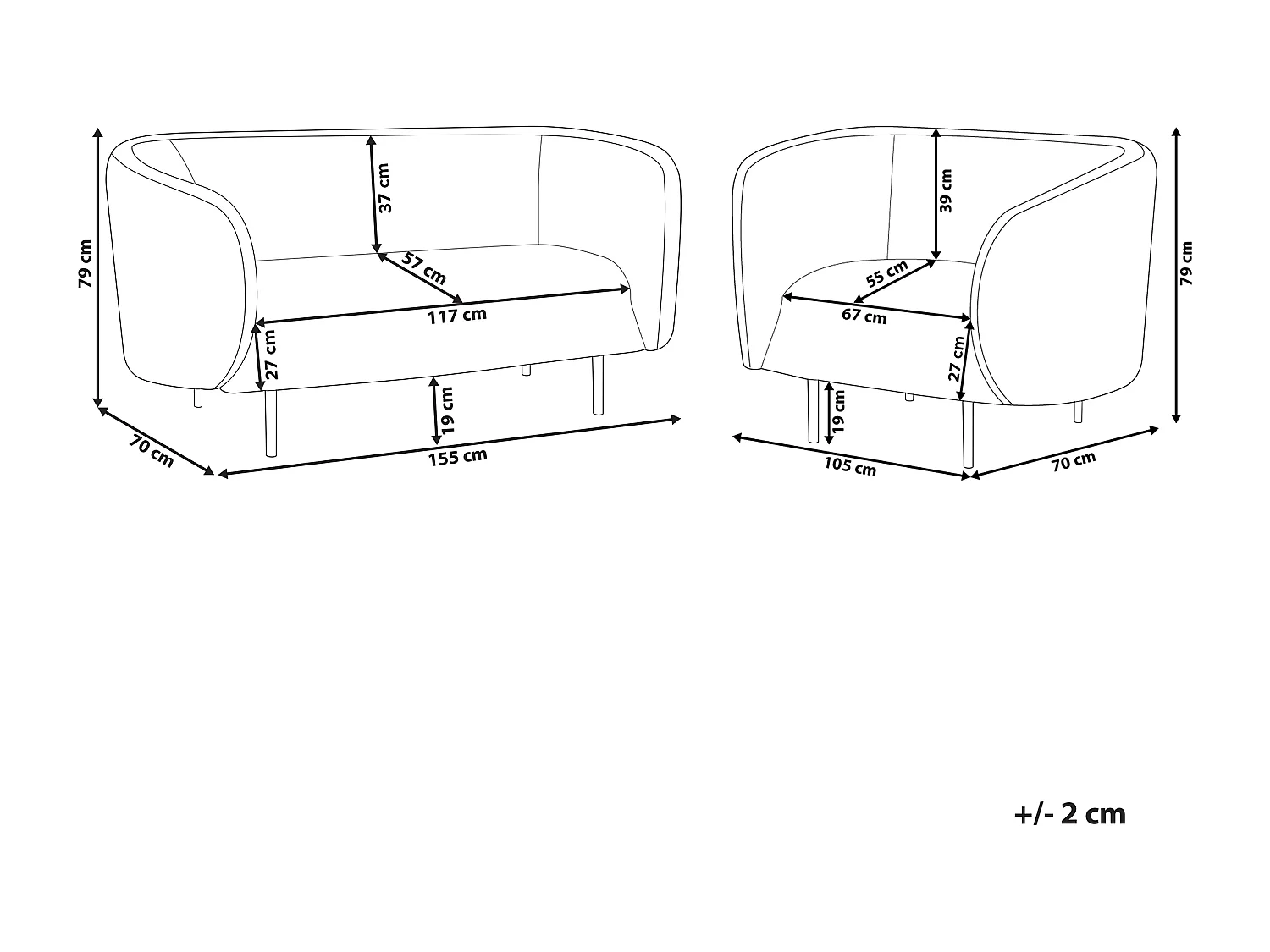Conjunto de sala de estar LOEN Bouclé Negro 3 plazas