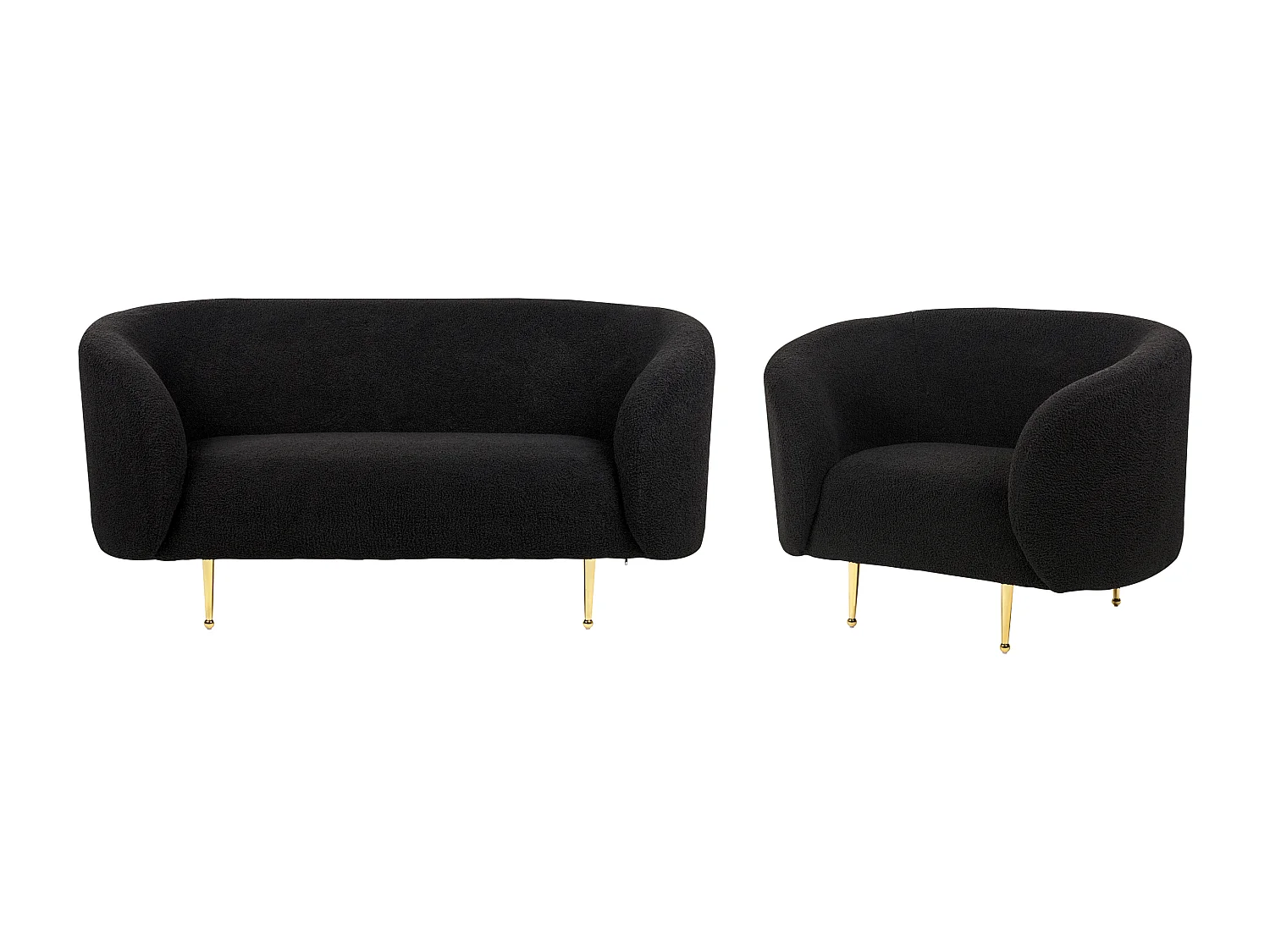 Conjunto de sala de estar LOEN Bouclé Negro 3 plazas