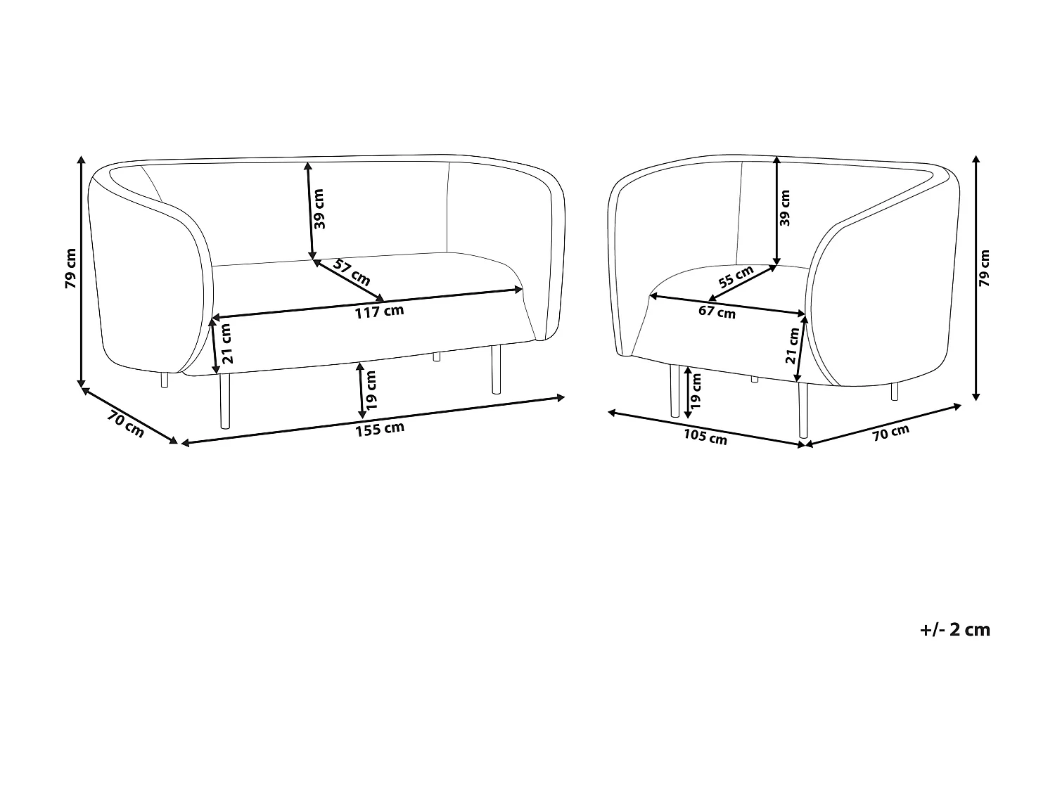 Set da salotto LOEN Tessuto Beige chiaro 3 posti