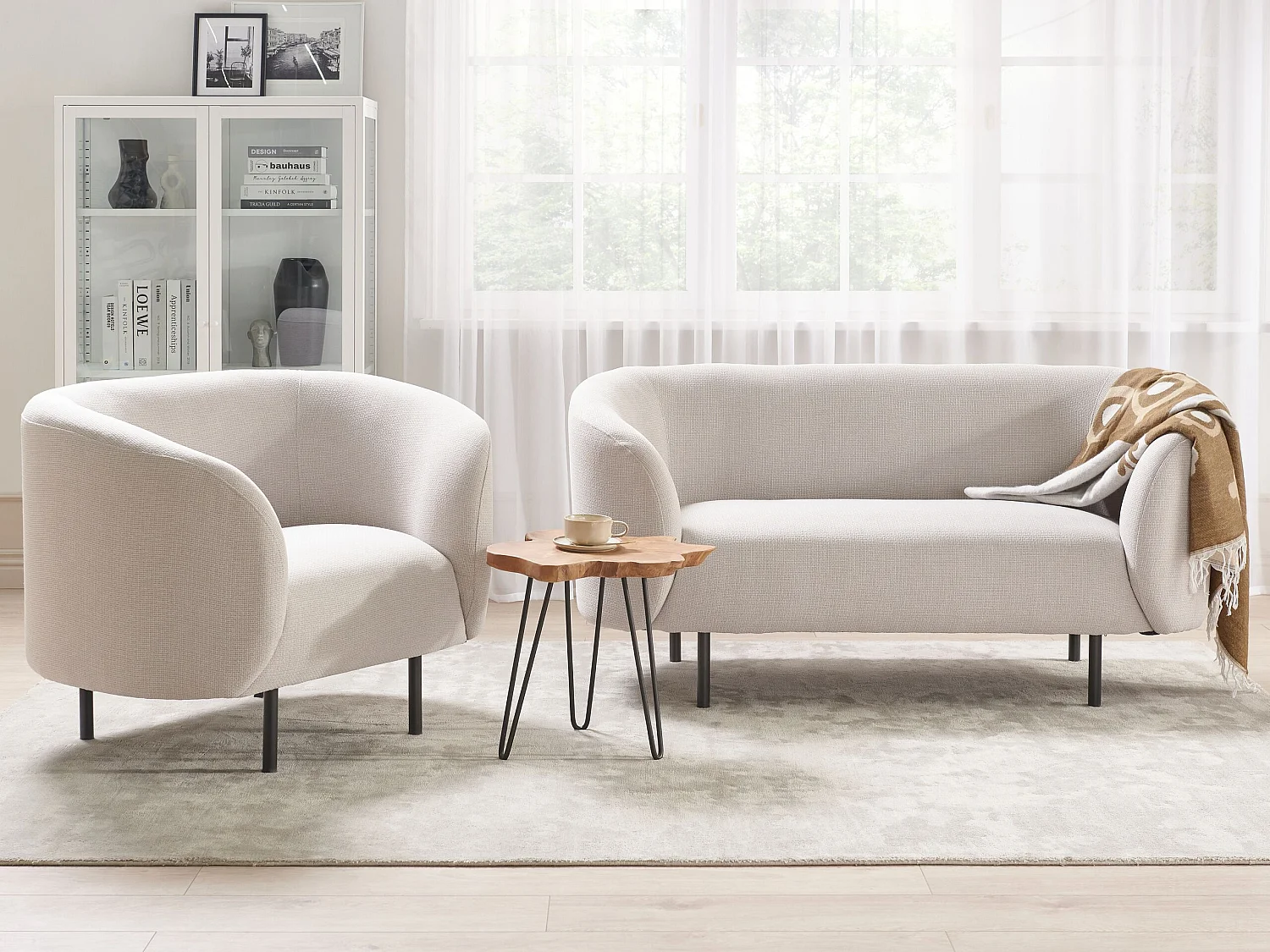 Ensemble de salon LOEN Tissu Beige clair 3 places