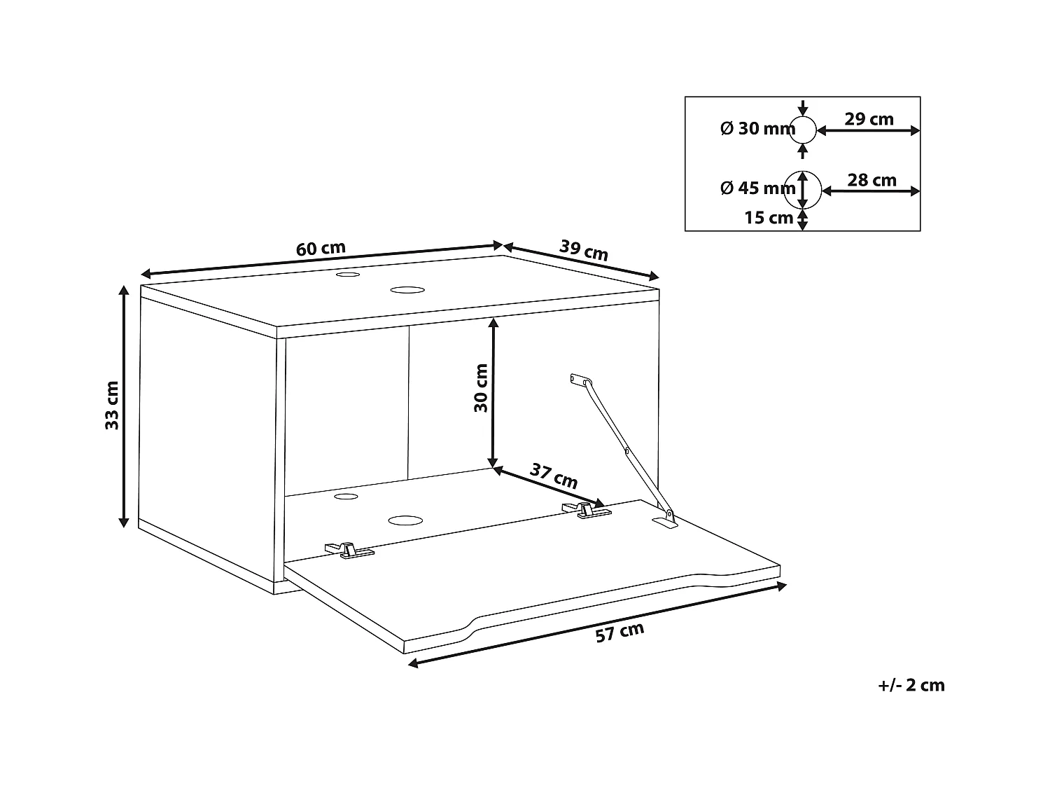 Meuble lavabo mural PETROLINA 60 cm Noir