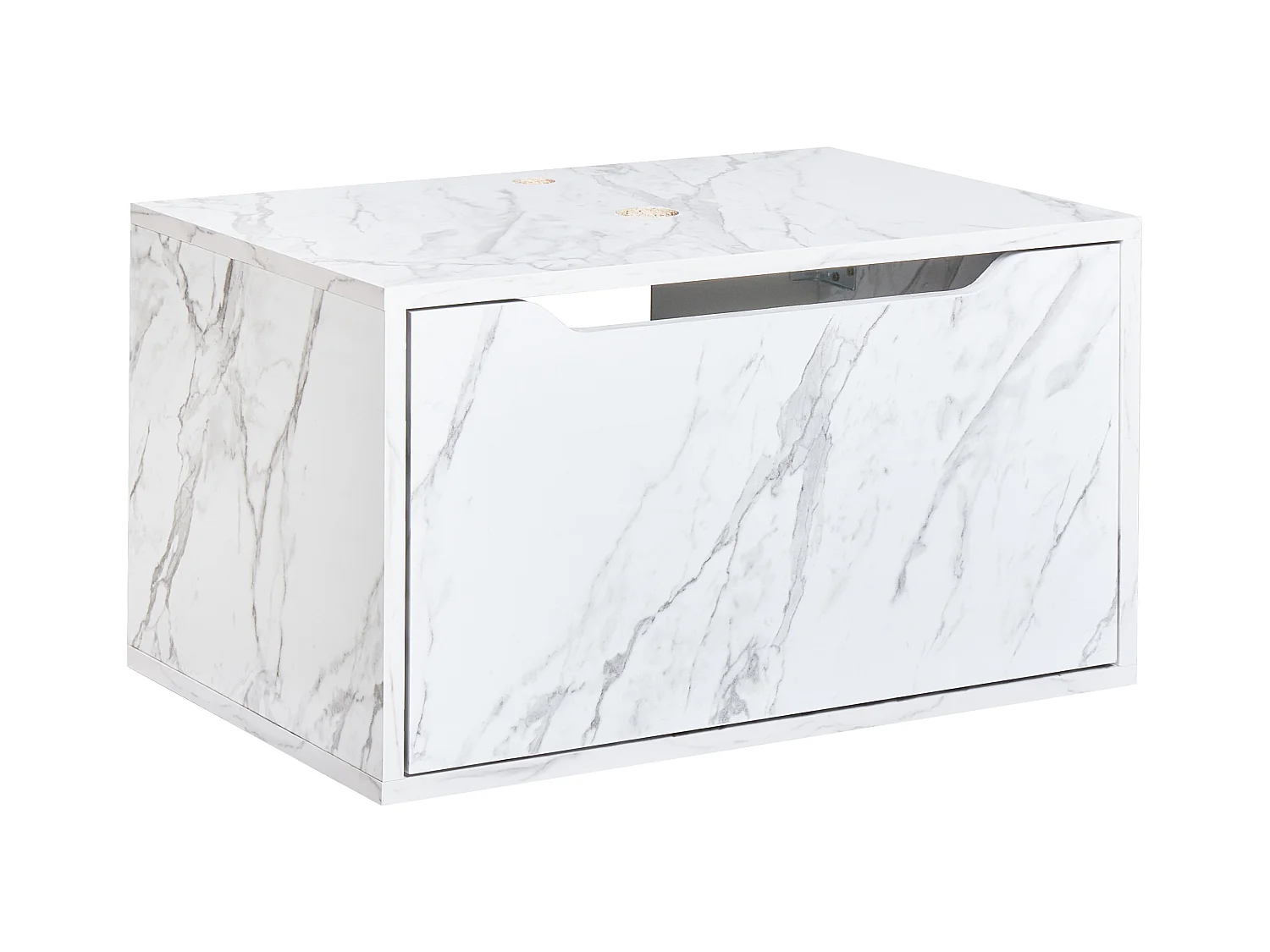 Wandgemonteerde wastafelkast PETROLINA 60 cm Wit marmer