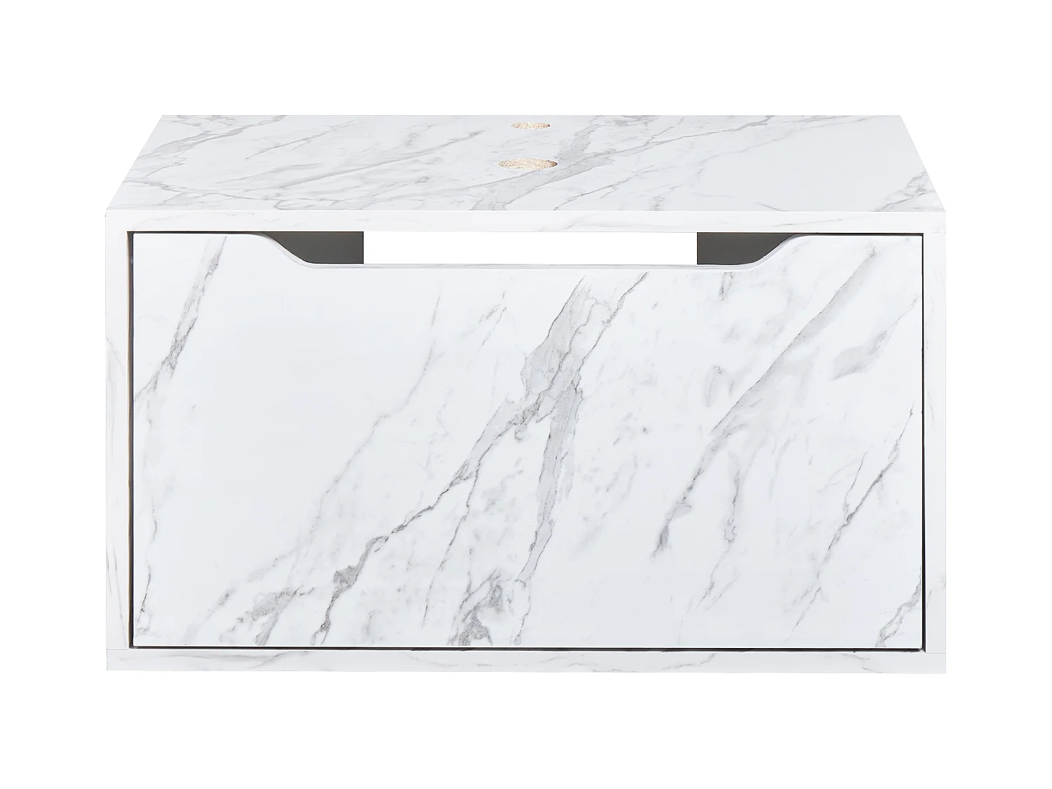 Wandmontierter Waschtischunterschrank PETROLINA 60 cm Weisser Marmor