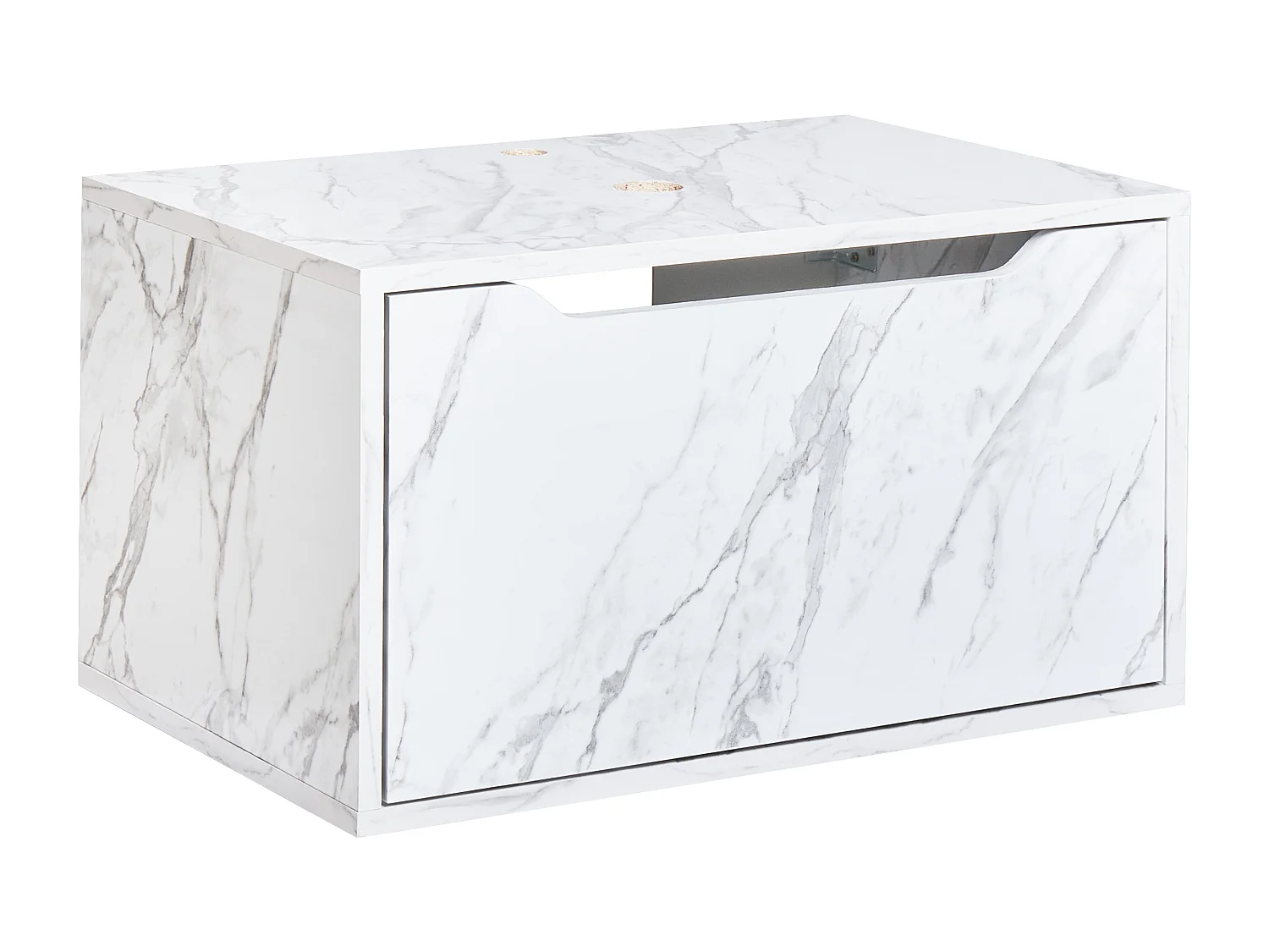 Wandmontierter Waschtischunterschrank PETROLINA 60 cm Weisser Marmor