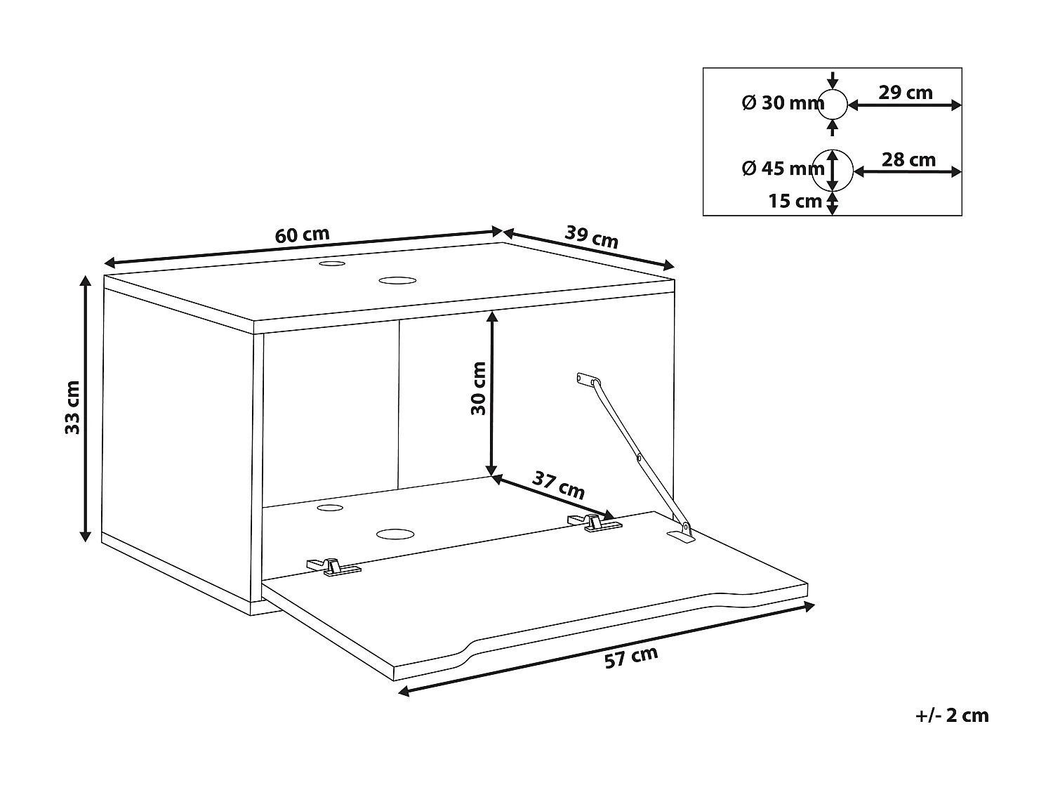 Wandmontierter Waschtischunterschrank PETROLINA 60 cm Weisser Marmor
