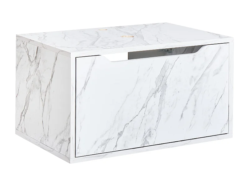 Wandmontierter Waschtischunterschrank PETROLINA 60 cm Weisser Marmor