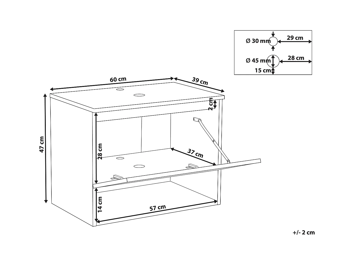 Meuble lavabo mural NATAL 60 cm Marron clair