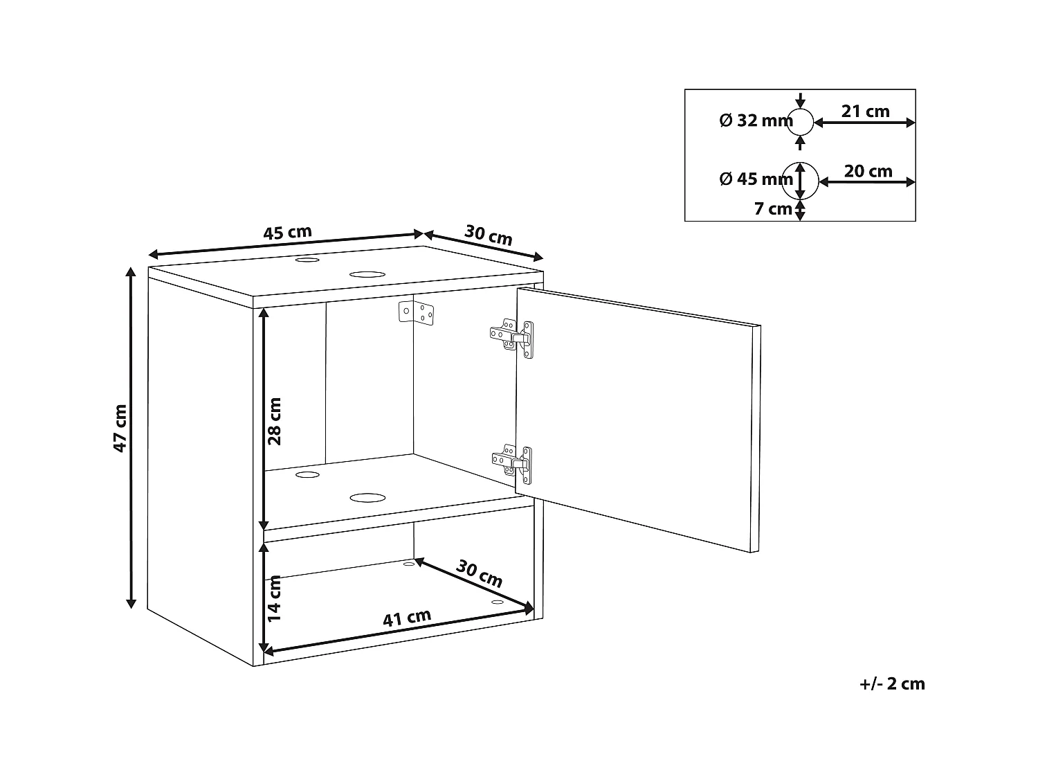 Meuble lavabo mural LIMERIA 45 cm Noir
