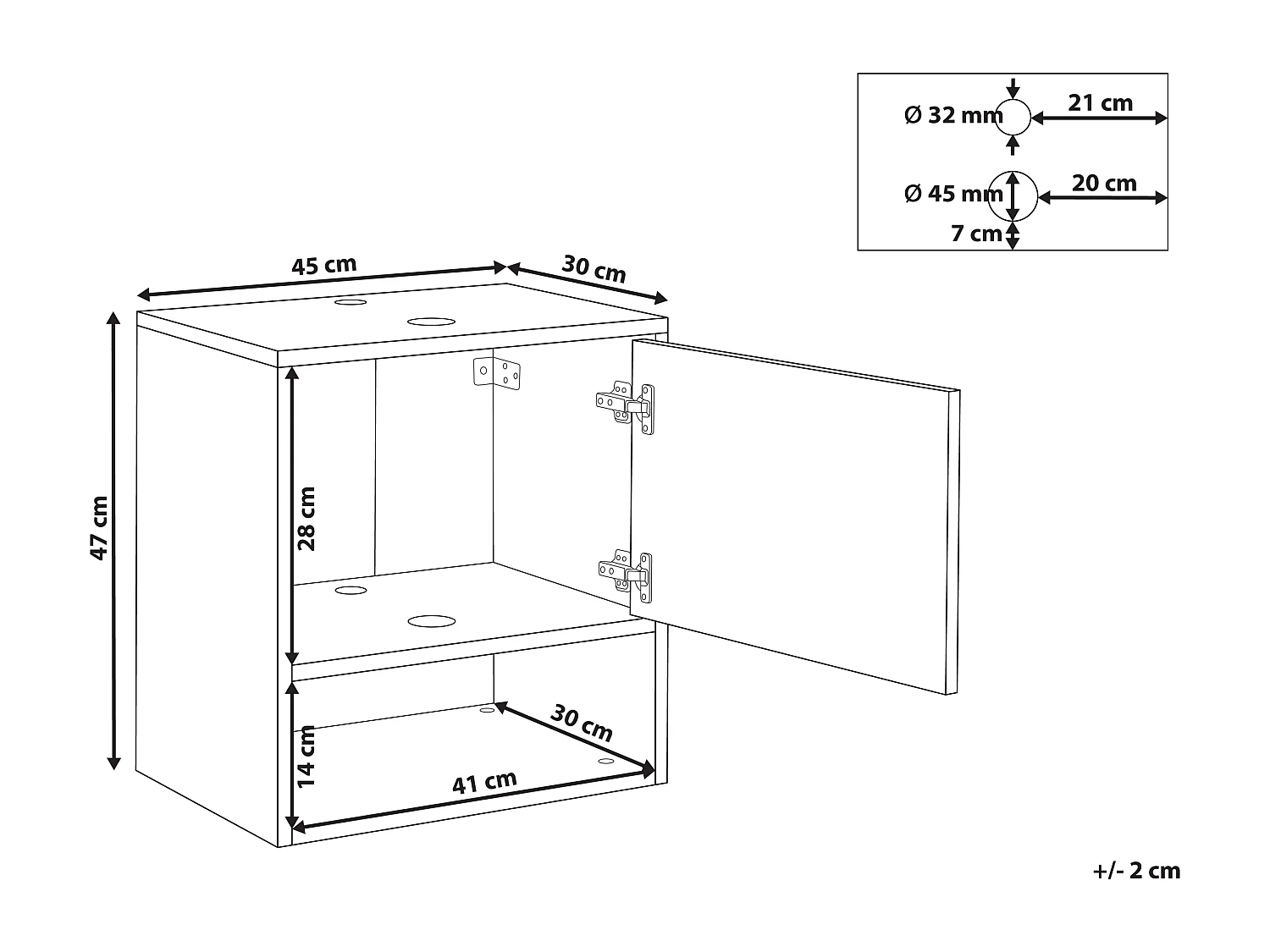 Wandmontierter Waschtischunterschrank LIMERIA 45 cm Schwarz