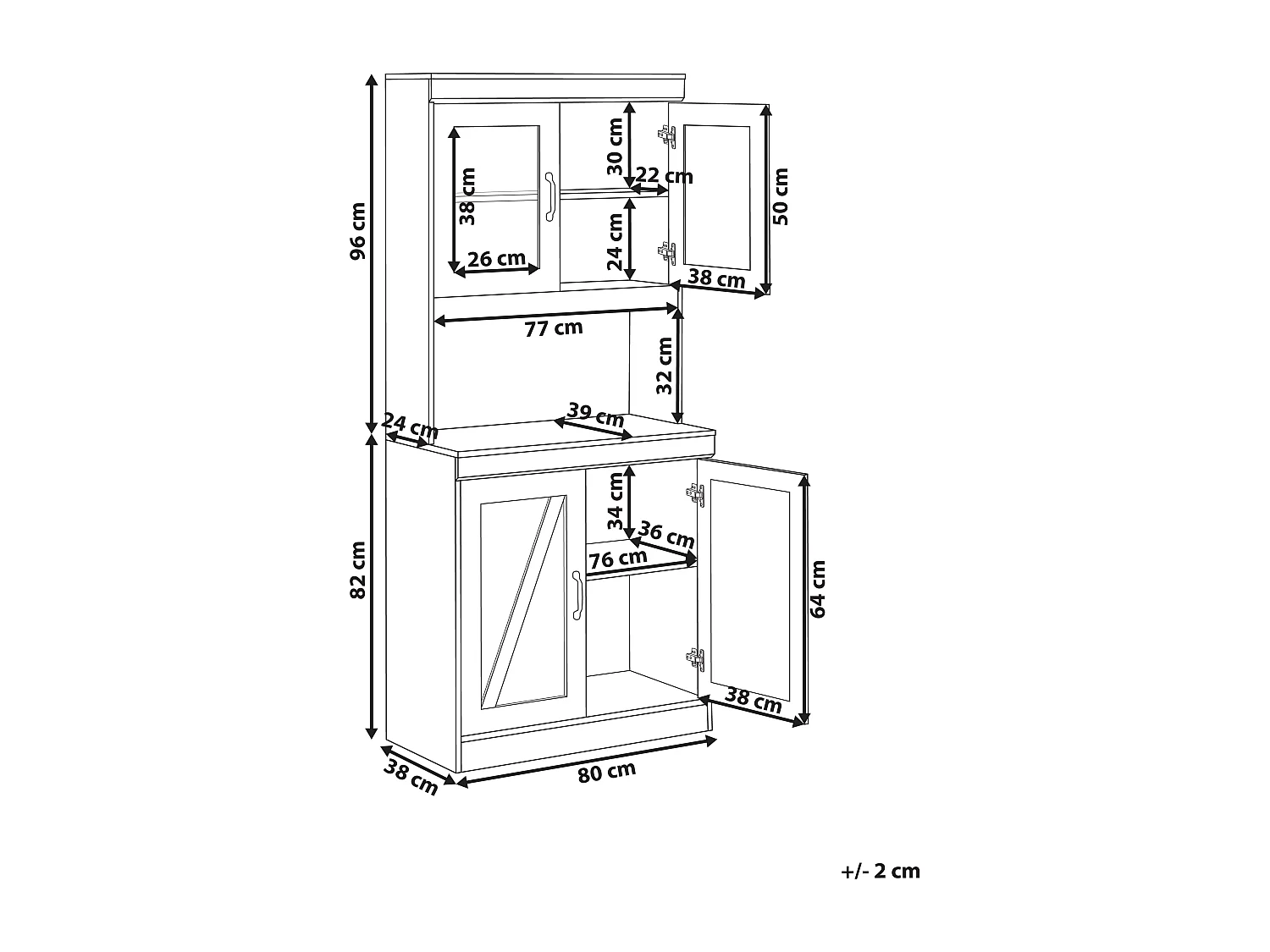 Glazen vitrinekast KALBARRI 80 cm Bruin/wit