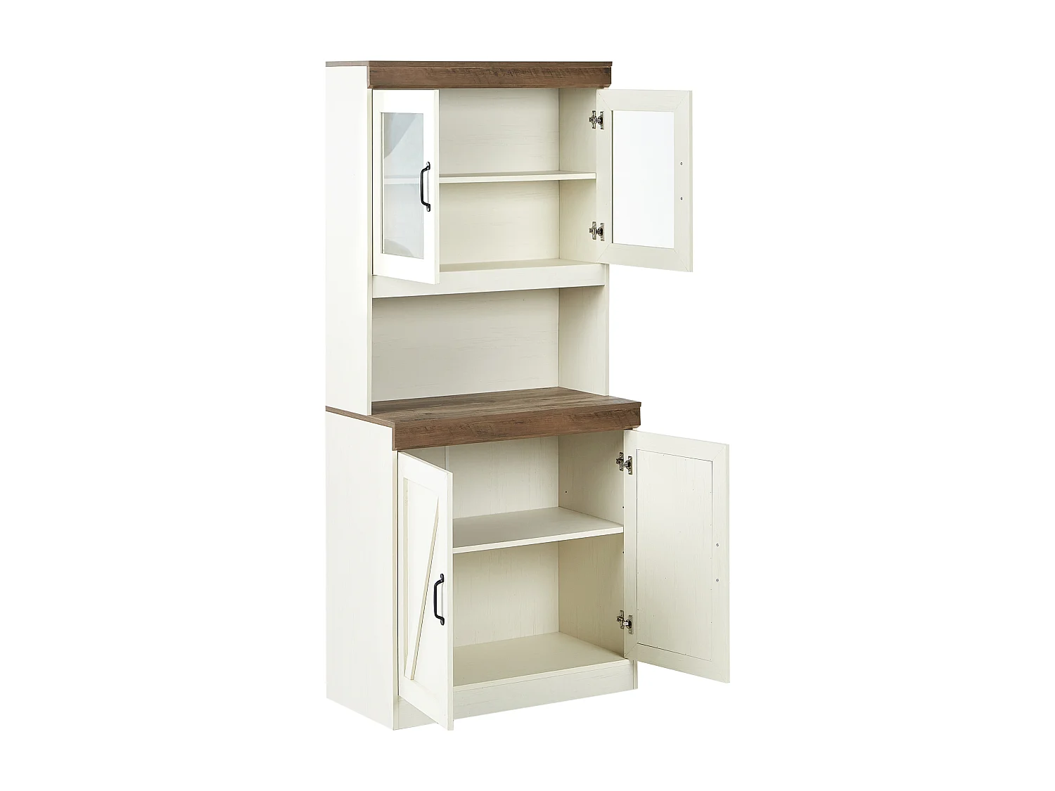 Vitrine en verre KALBARRI 80 cm Marron/blanc