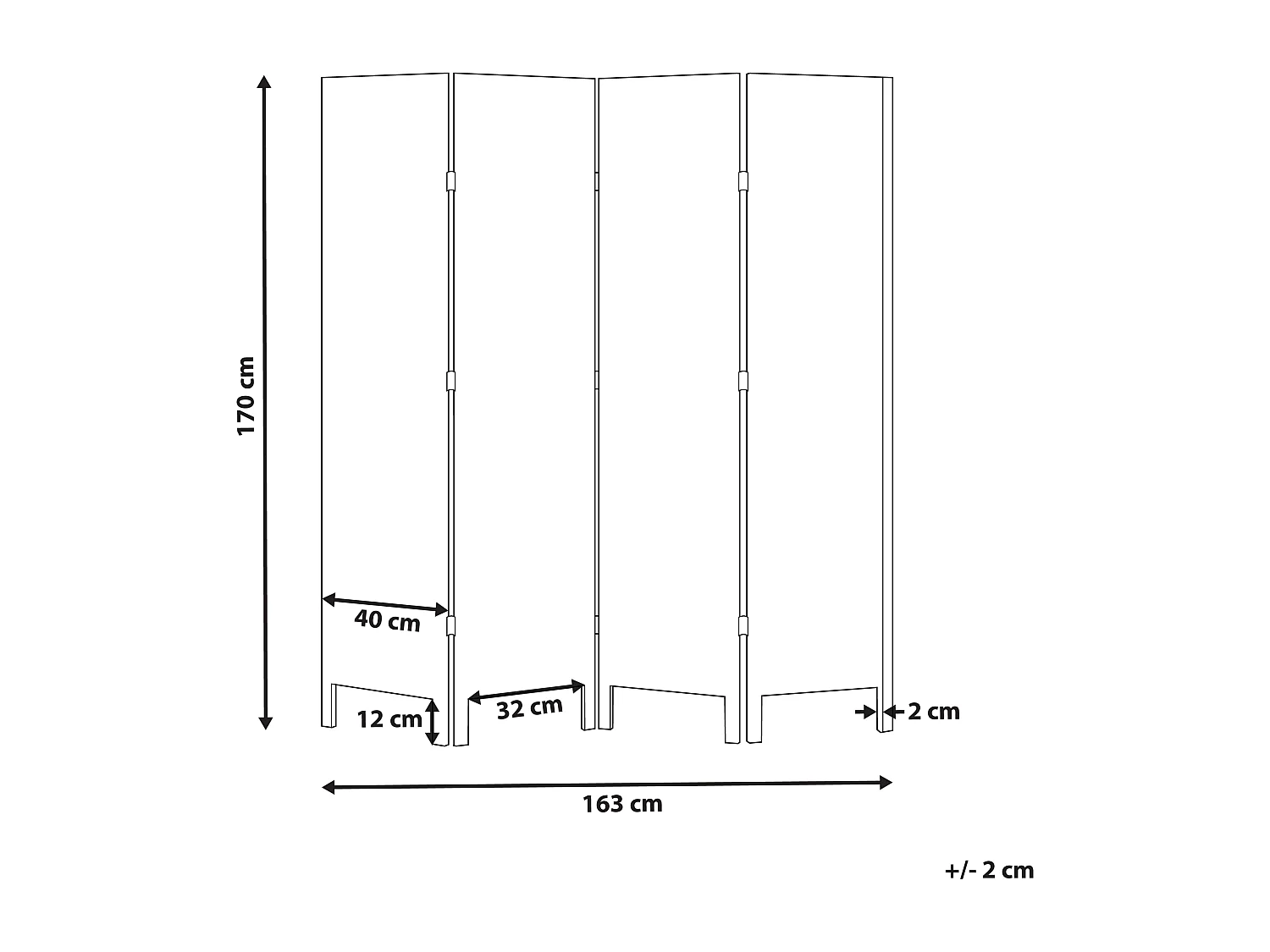 Séparateur de pièce à 4 panneaux AVENES Blanc cassé 163 cm 170 cm