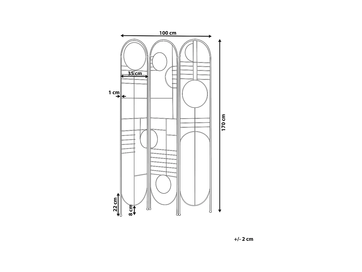 Raumteiler 3-teilig TURANIA Gold 100 cm 170 cm