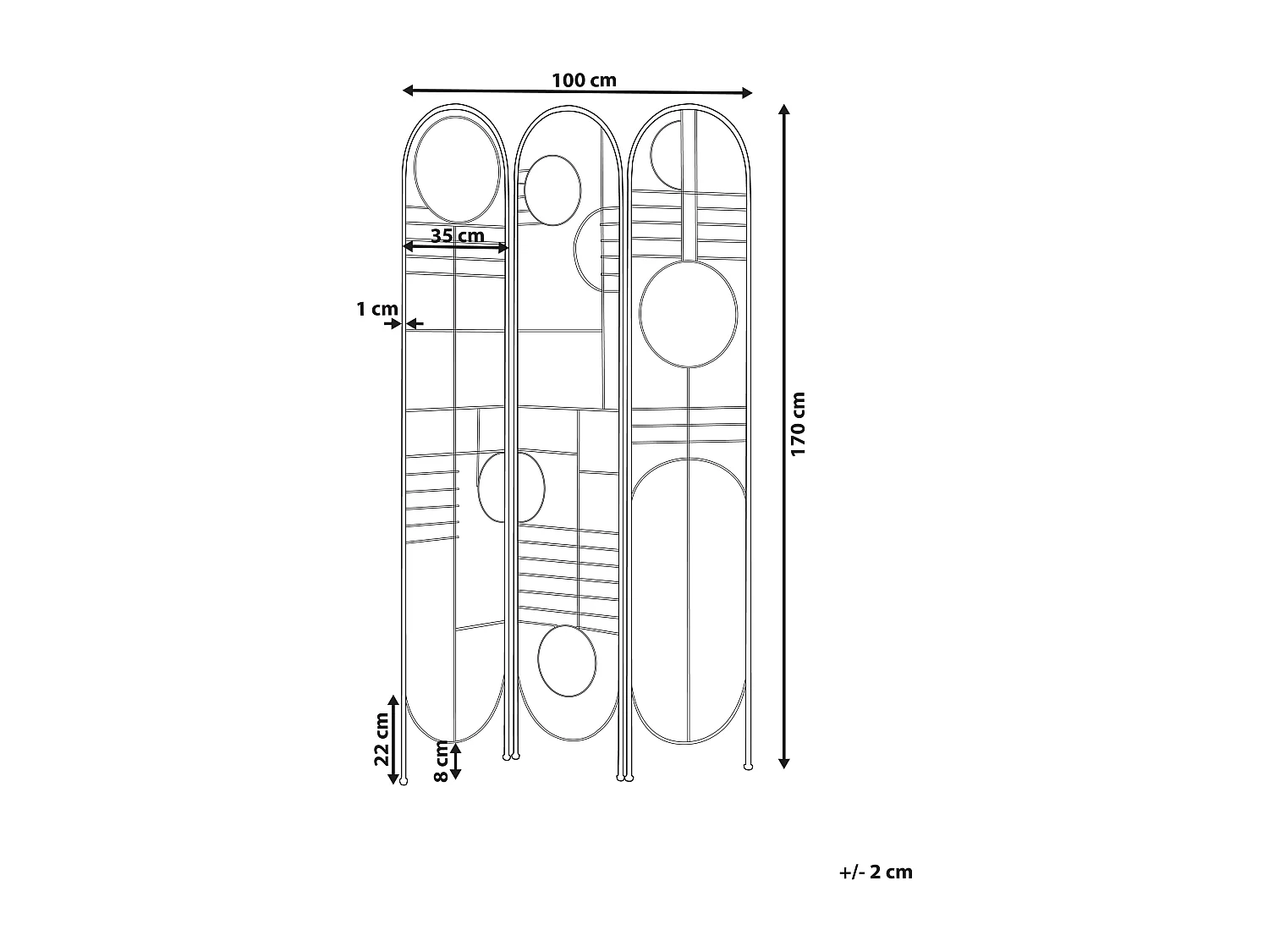 Roomdivider met 3 panelen TURANIA Goud 100 cm 170 cm