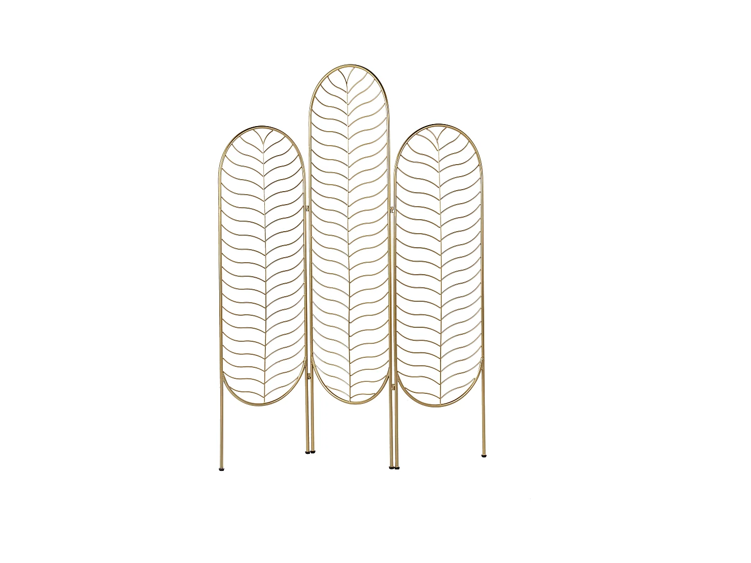 Deko Raumteiler 3-teilig 120x160 cm aus Metall gold faltbar freistehend Pescia