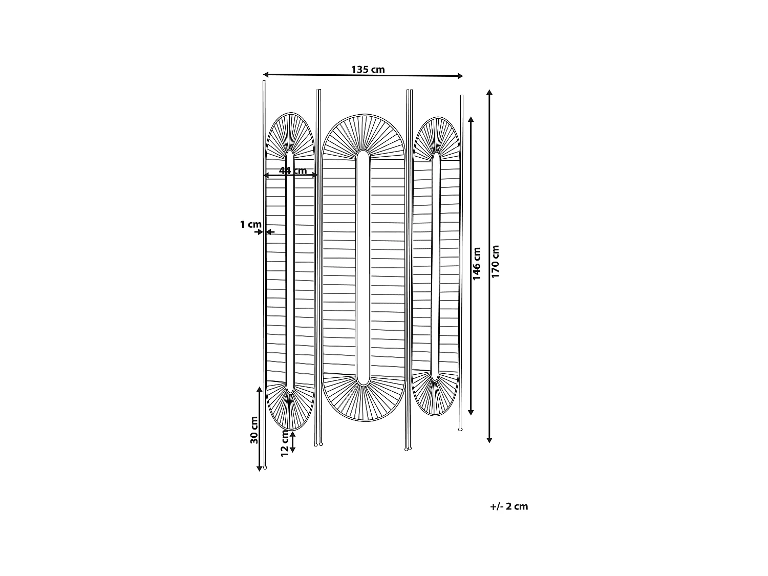 Raumteiler 3-teilig NOALE Gold 135 cm 170 cm