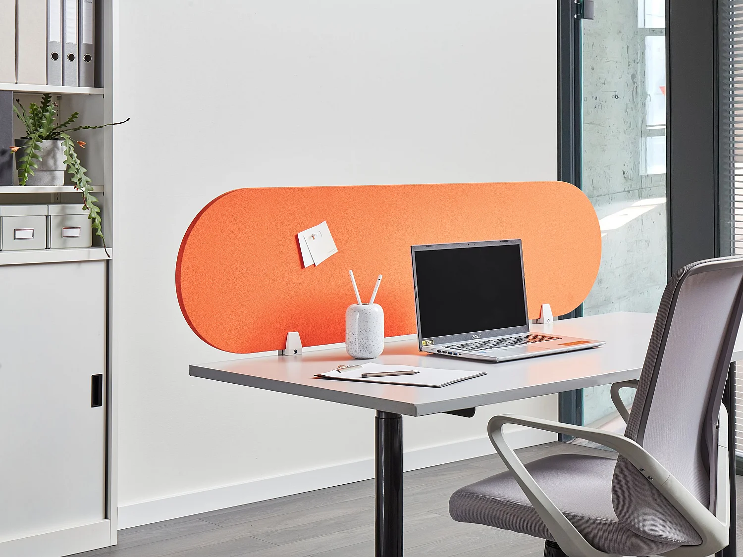 Pannello divisorio per scrivania arancione 160 x 40 cm SPARKY