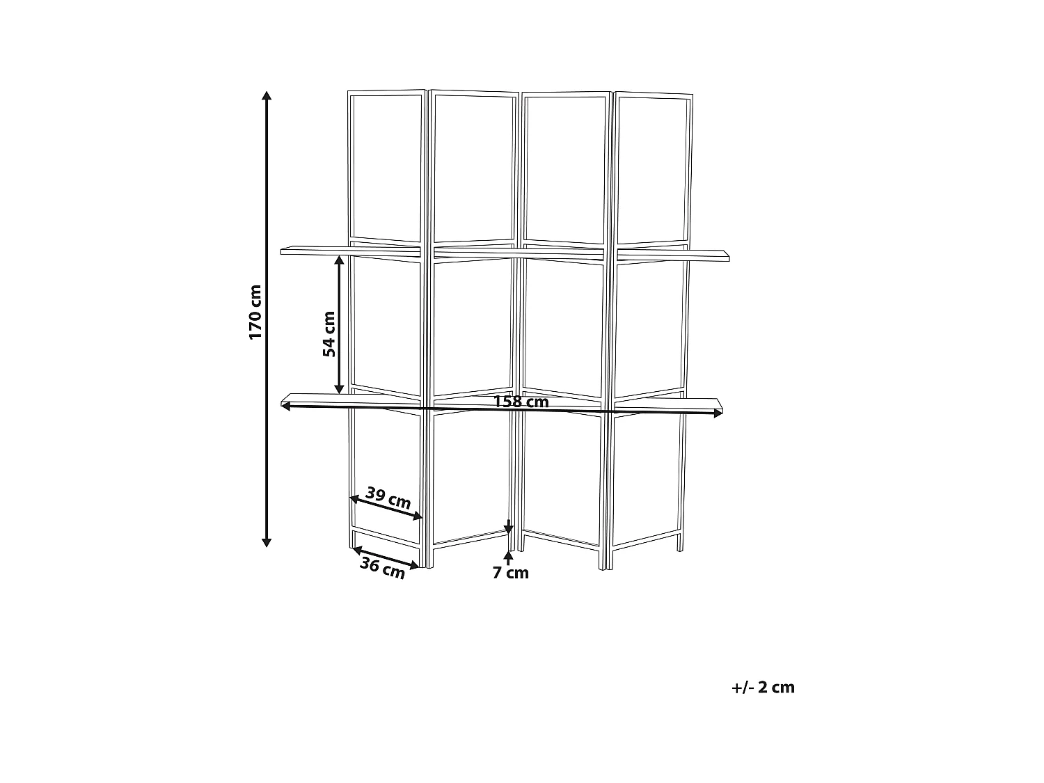 Séparateur de pièce à 4 panneaux TRAFOI Marron 158 cm 170 cm
