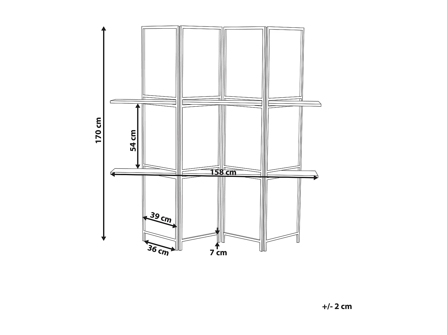 Raumteiler 4-teilig TRAFOI Braun 158 cm 170 cm
