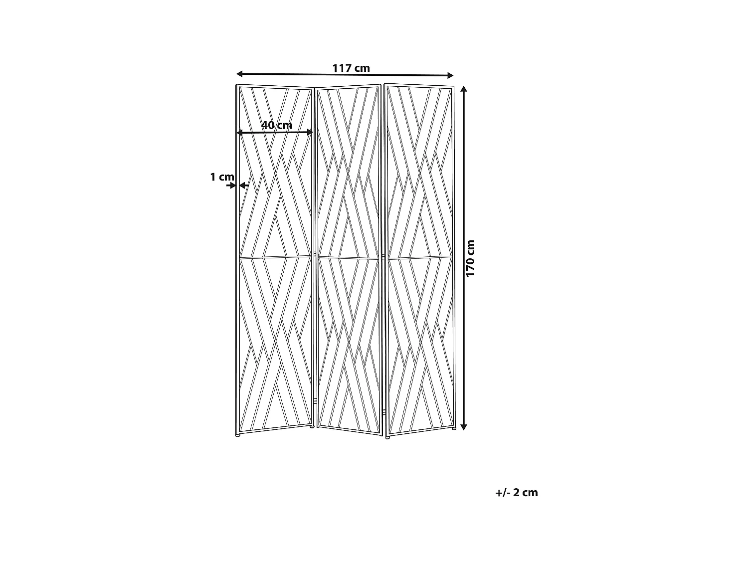 Deko Raumteiler 3-teilig 117x170 cm aus Metall gold faltbar freistehend Asolo