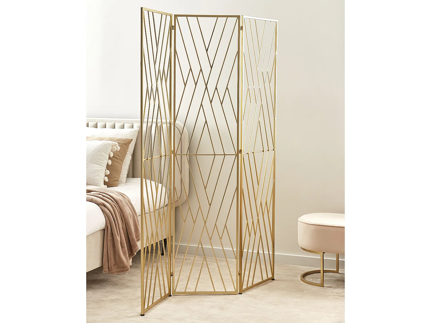 Séparateur de pièce à 3 panneaux ASOLO Doré 117 cm 170 cm