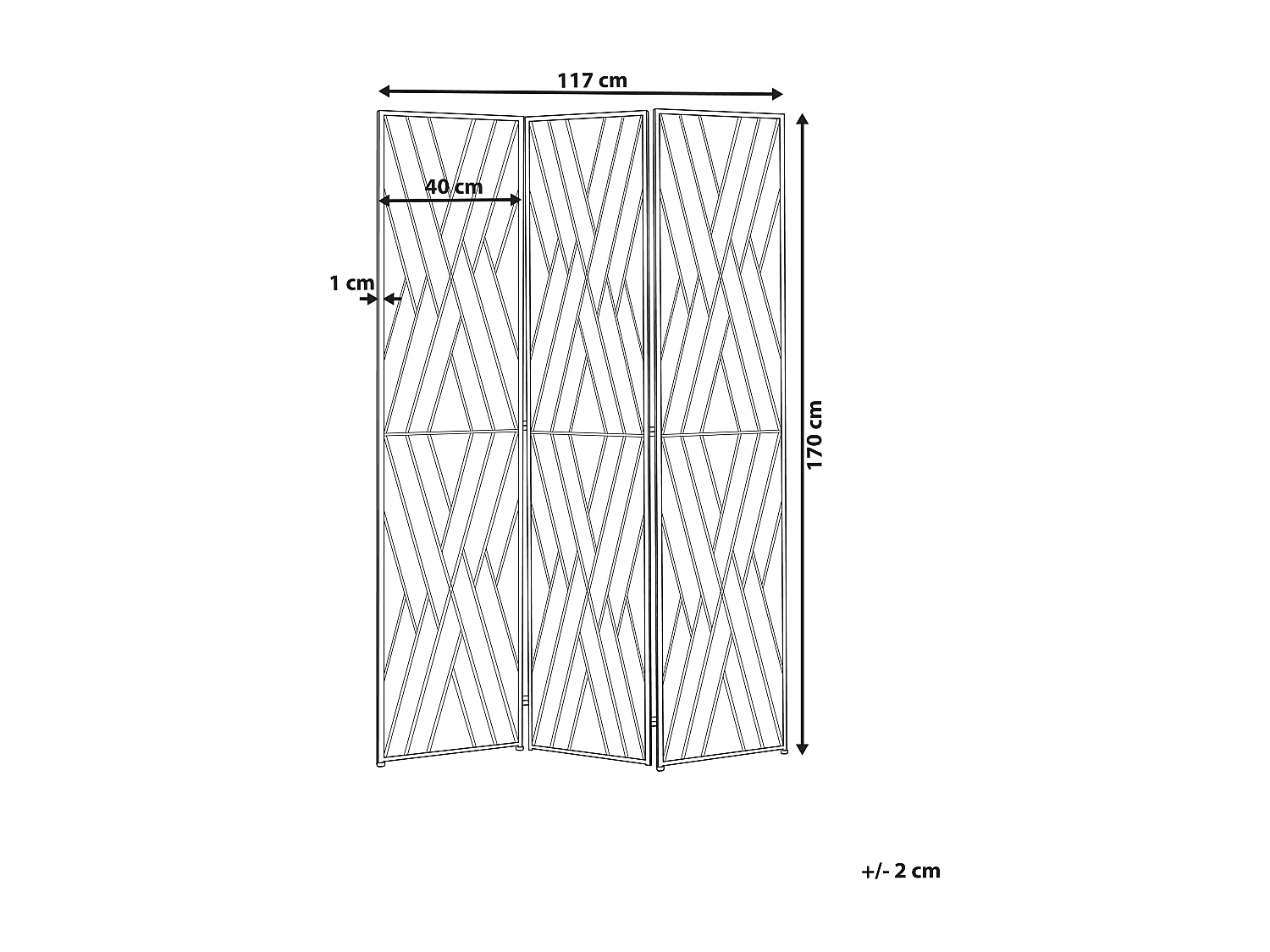 Séparateur de pièce à 3 panneaux ASOLO Doré 117 cm 170 cm