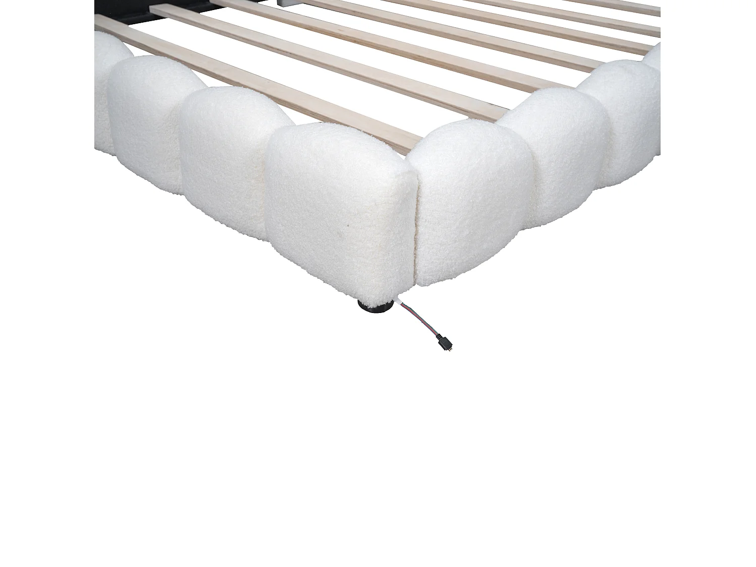 Canapé-lit 140x200cm blanc avec port USB, lit enfant double, lumière ambiante 16 couleurs, sans matelas