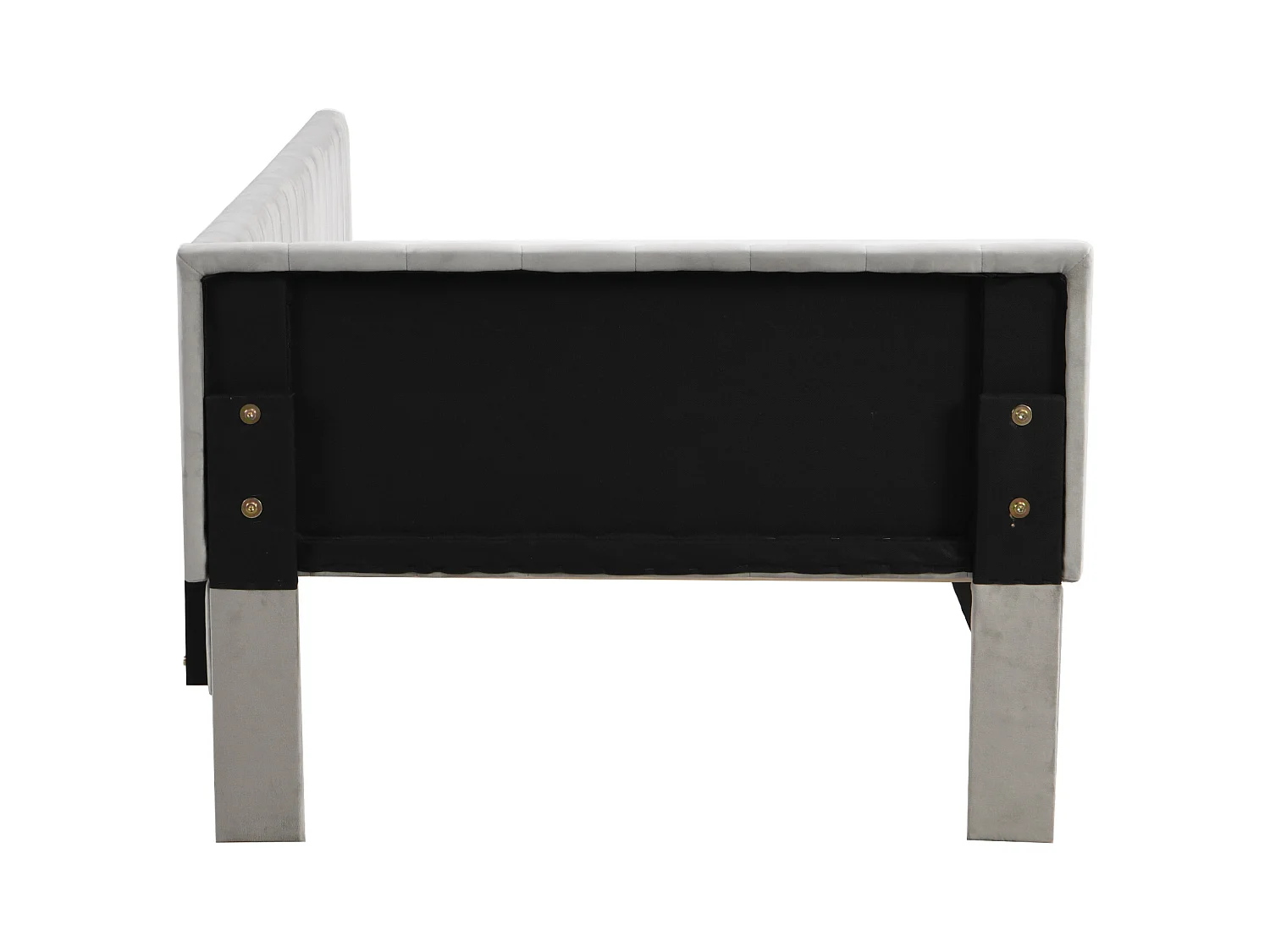 Lit enfant 90x200cm gris, Sommier à lattes, flanelle, sans matelas