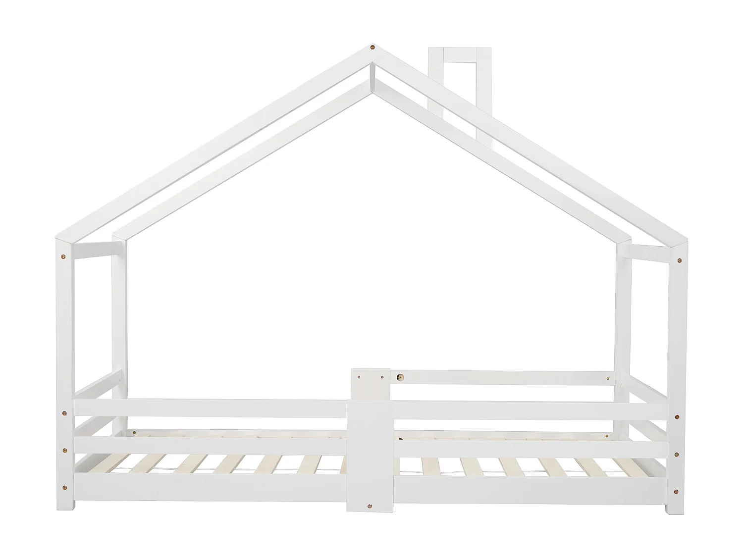 Hoogslaper 90x200 cm - kinderbed met lattenbodem - valbeveiliging - wit