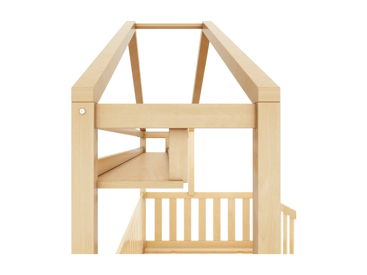 Cuna infantil 90x200 cm - Cama cabina con cajones y somier de láminas de madera - natural - sin colchón