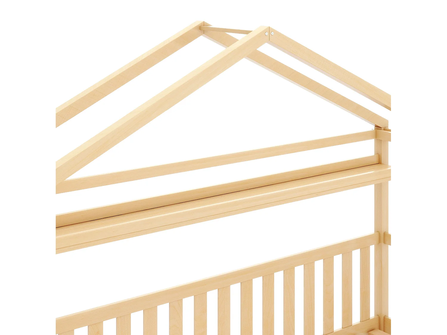 Cuna infantil 90x200 cm - Cama cabina con cajones y somier de láminas de madera - natural - sin colchón