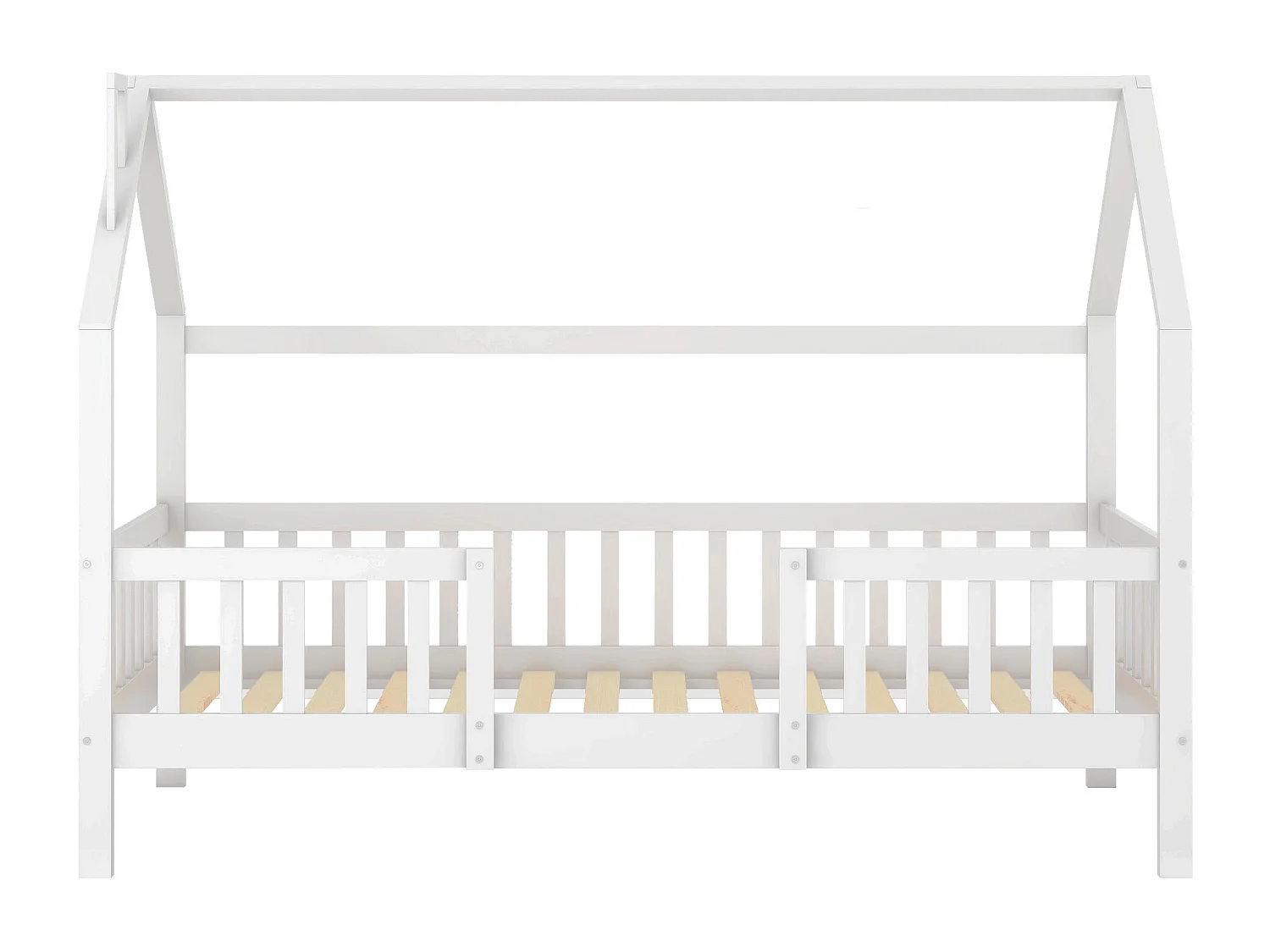 Lettino per bambini 90x200 cm - con rete a doghe in legno - bianco - senza materasso