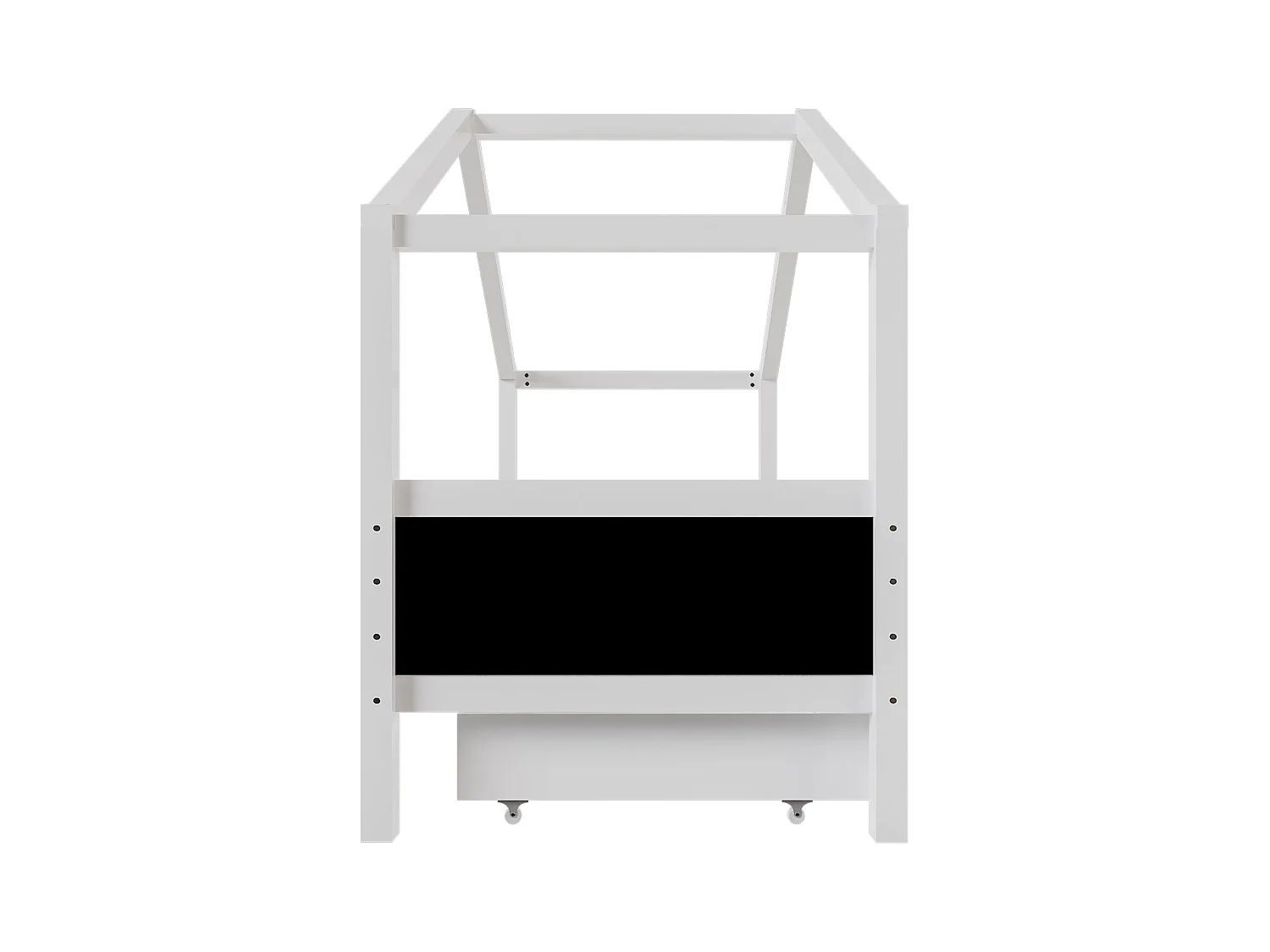 Lit cabane enfant 90x200cm avec 2 tiroirs de rangement, pin, blanc, sans matelas