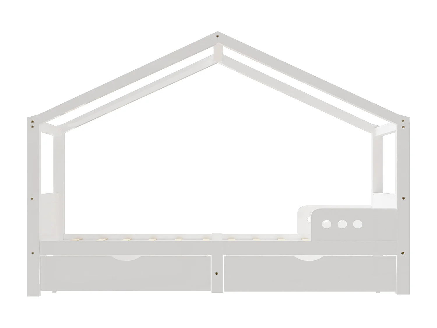 Letto a soppalco per bambini 90x200cm con 2 cassetti e lavagna - Bianco