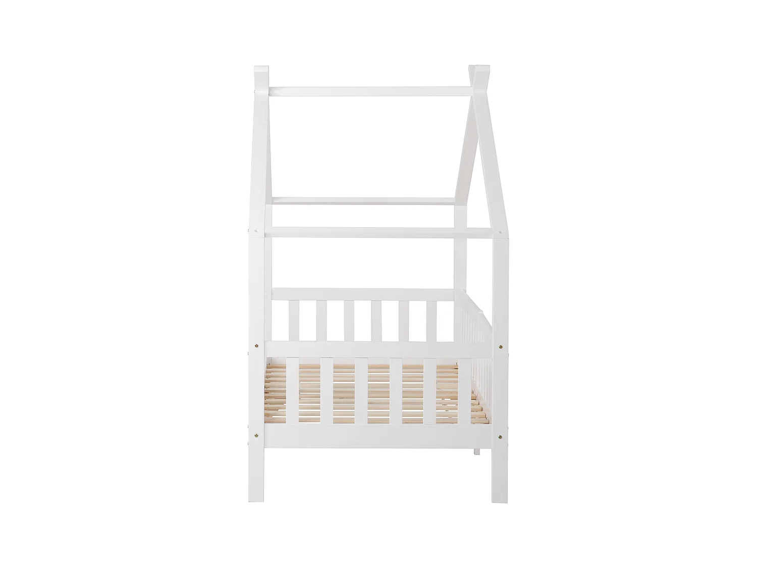 Lit cabane 90x200 cm - Lit enfant avec barrières de sécurité et sommier à lattes - blanc - sans matelas