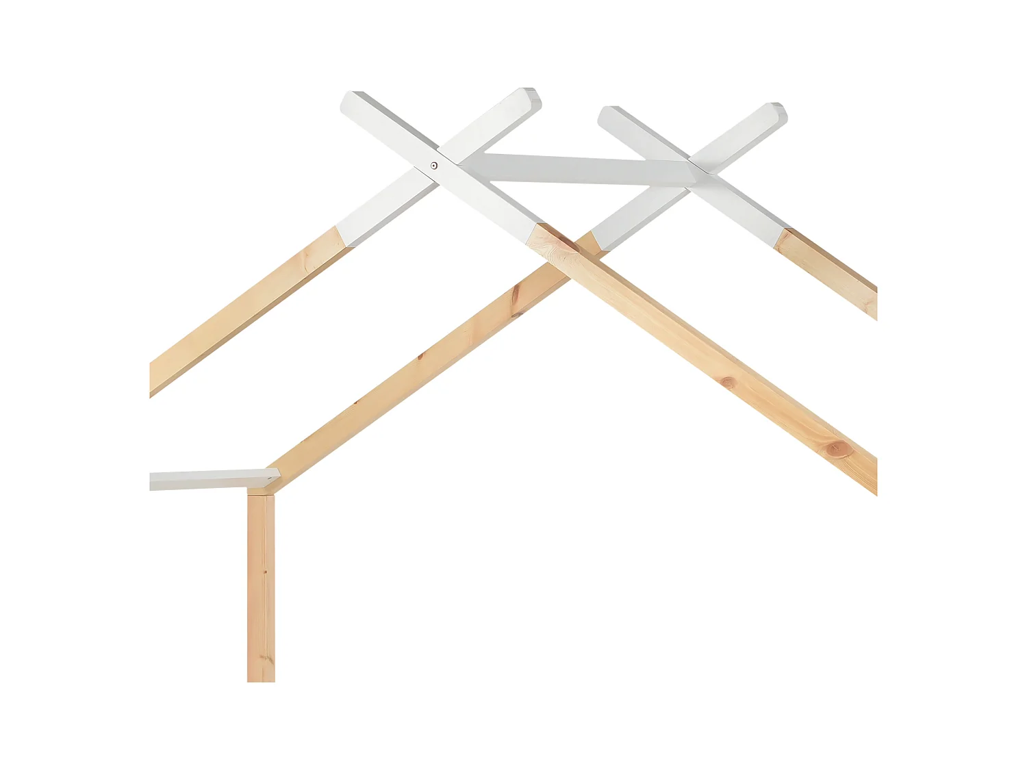 Lit cabane 90x200 cm - Lit enfant avec 2 tiroirs et sommier à lattes - blanc et bois naturel