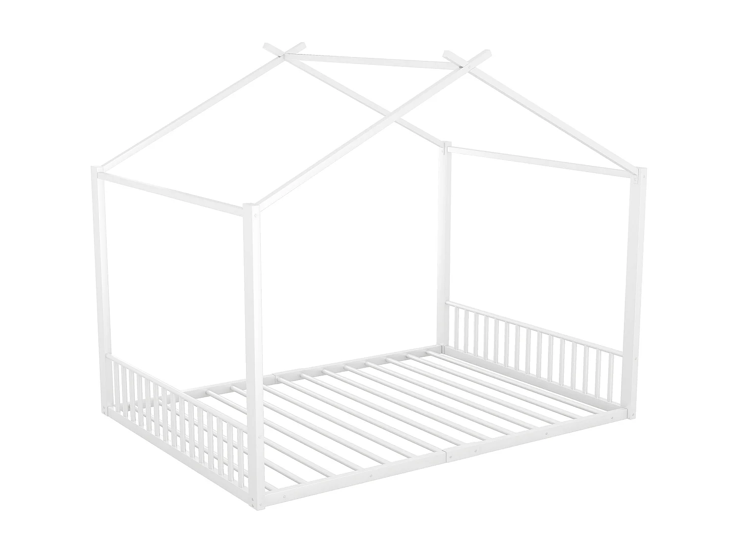 Letto a soppalco 140x200cm per bambini, in metallo bianco, design moderno e struttura solida (senza materasso)