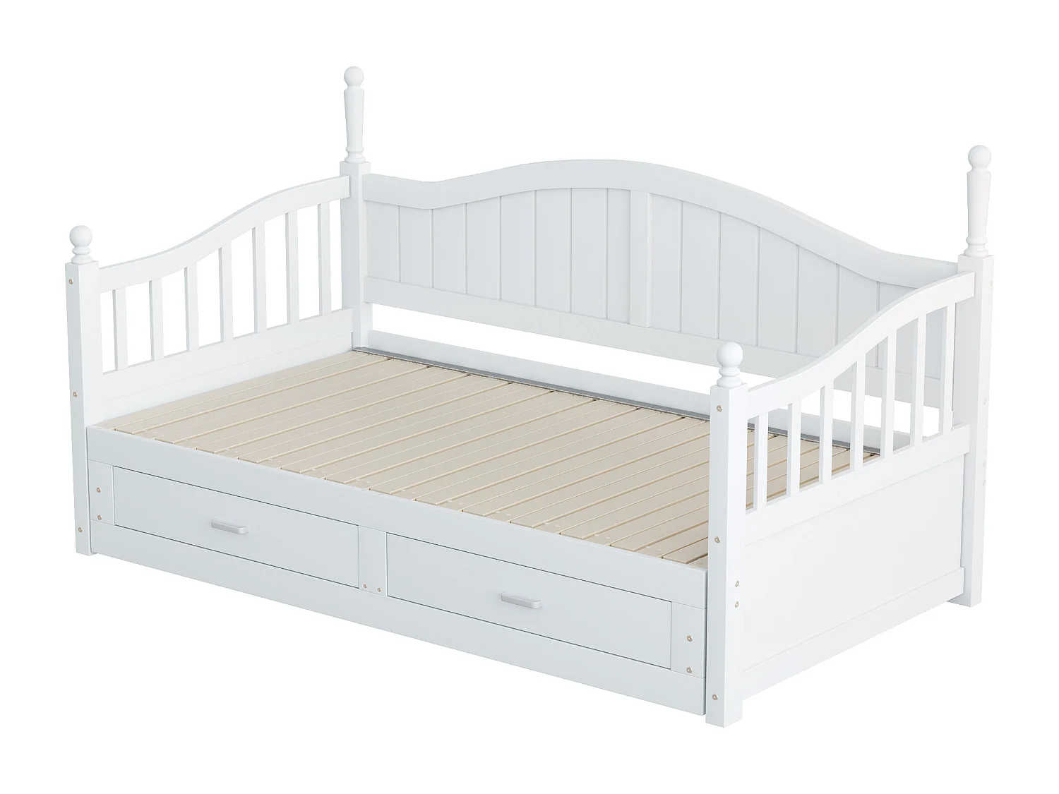 Lit enfant 90/180x190 cm, lit gigogne avec 2 tiroirs, pin, lit multifonctionnel, blanc