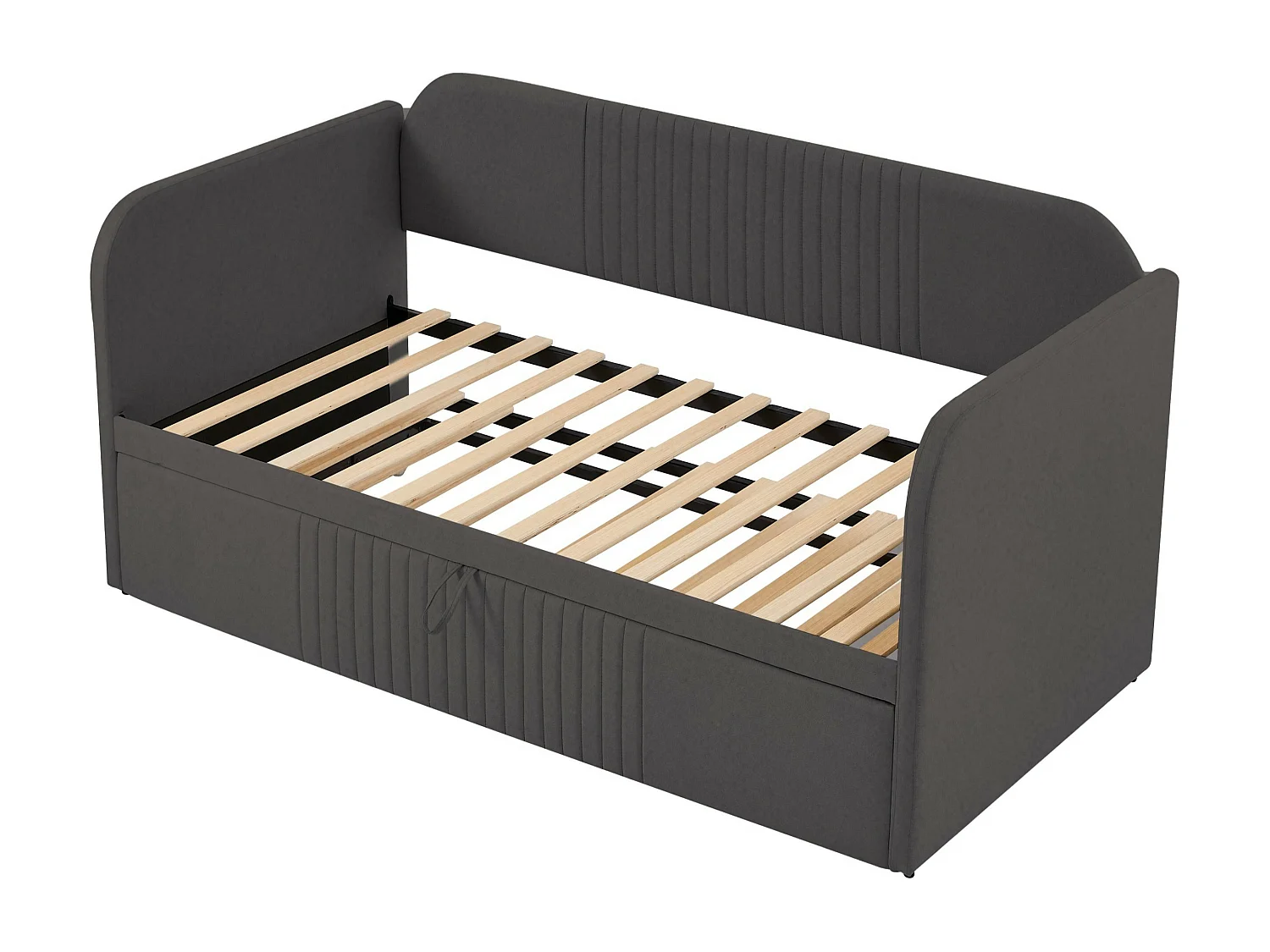 Lit gigogne 90/180x190 cm - Lit adulte avec sommier à lattes en bois - lin gris - sans matelas