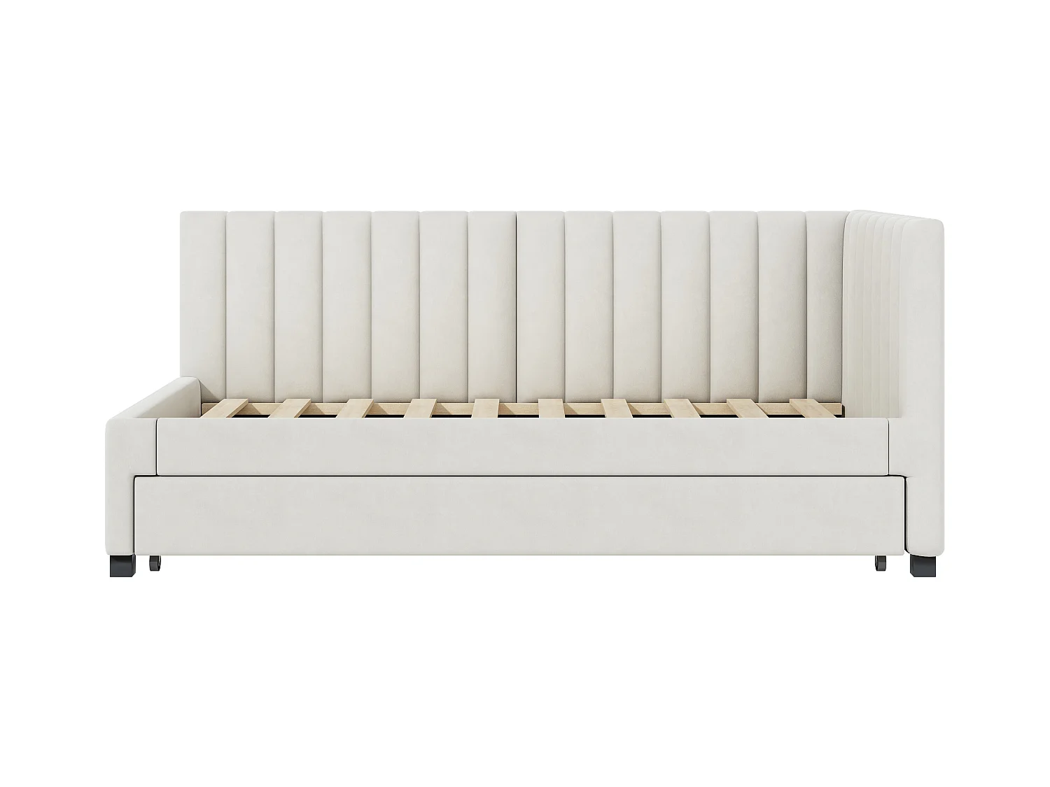 Lit enfant 90x200cm avec lit gigogne 90x190cm beige, flanelle, sans matelas